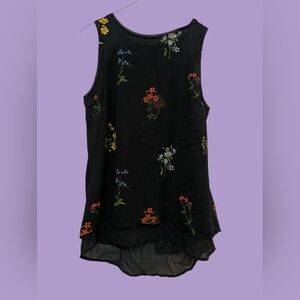 H&M Modern Classic Two Layer Floral Print Slit Back Blouse, Size 4